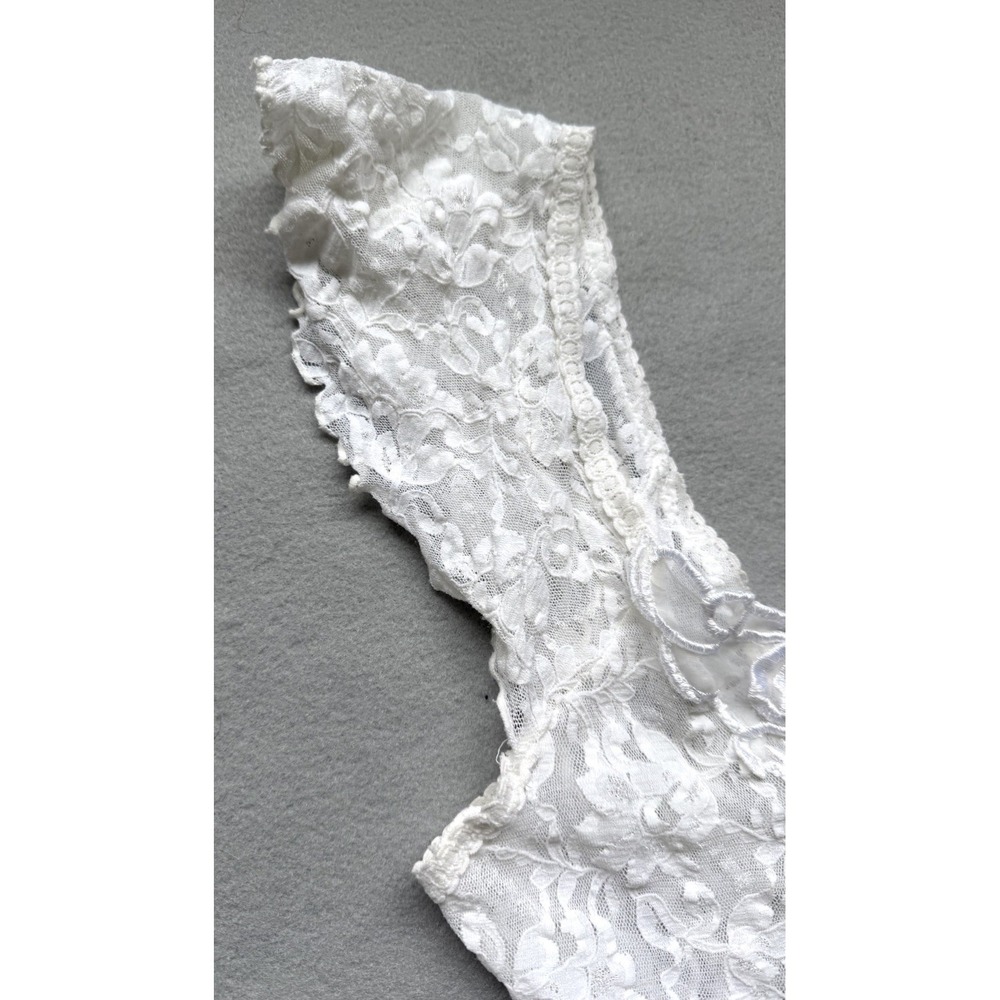 VTG Lace Delicates Coquette White Lace Satin Ballerina Babydoll Slip Lingerie L - Picture 6 of 16